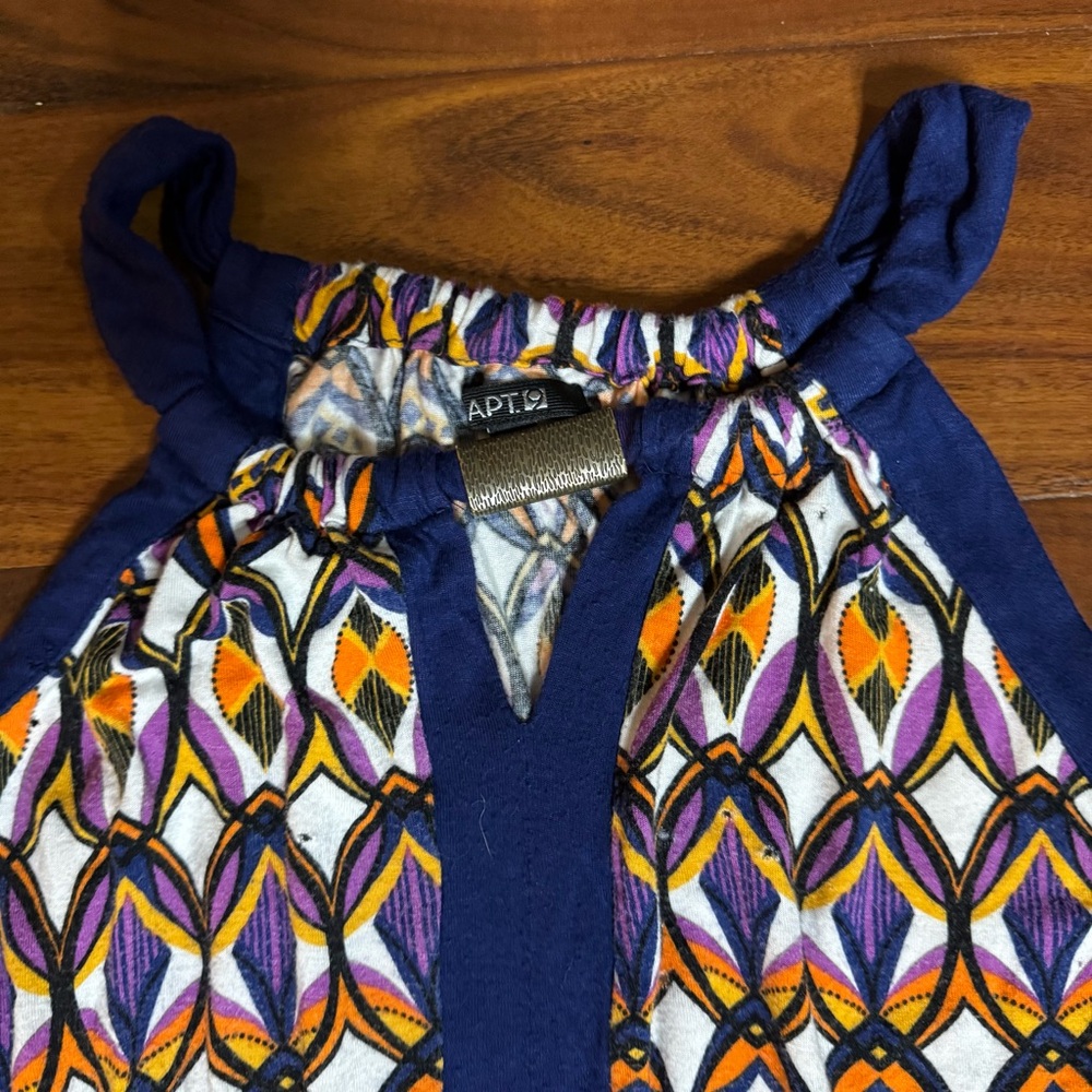 Apt. 9 Navy and Orange Geometric Tank Top - Picture 3 of 5